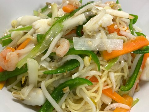 野菜たっぷり☆魚介の旨味MAX|塩焼きそば